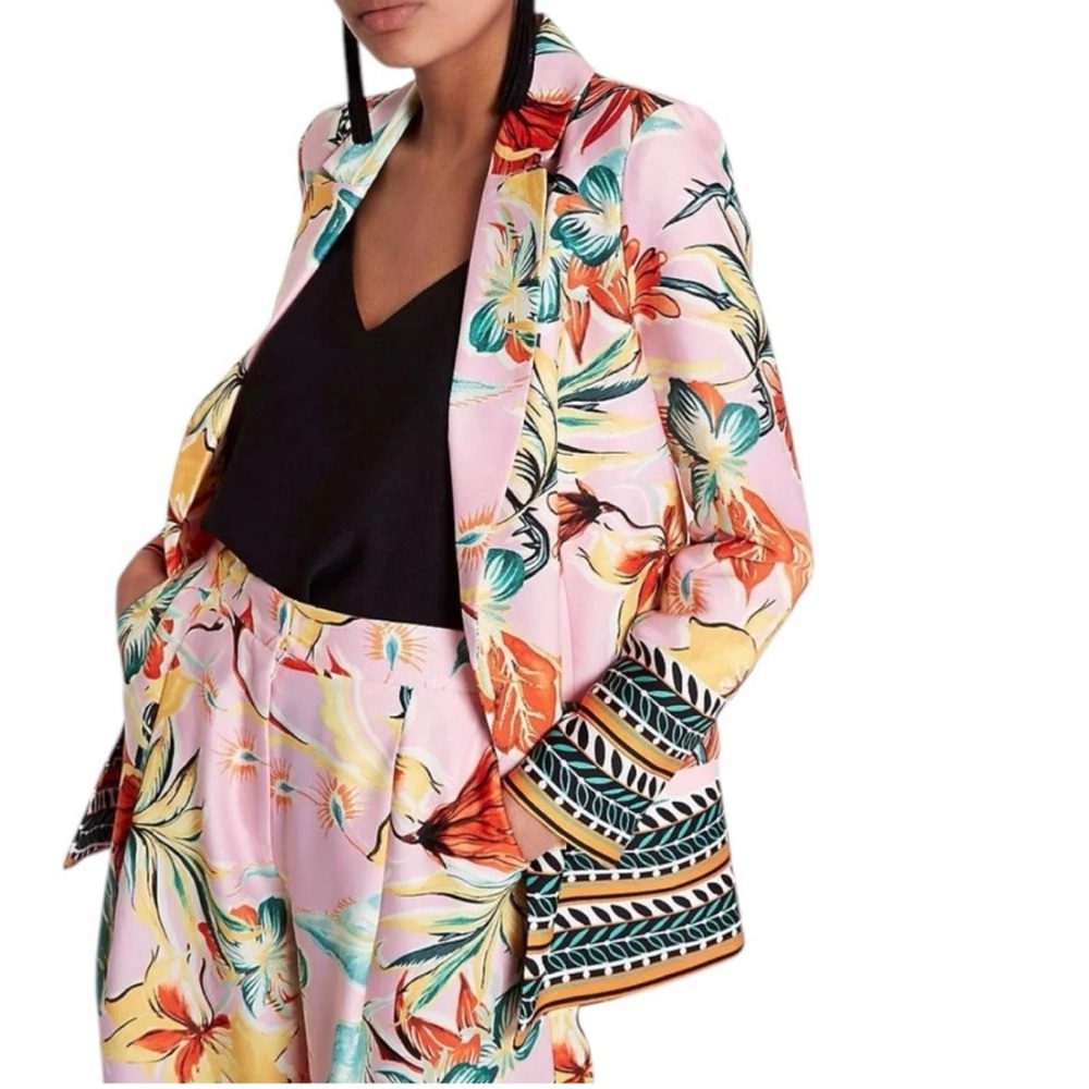 River Island Tropical Blazer Colorful Pink and Green size 10 US